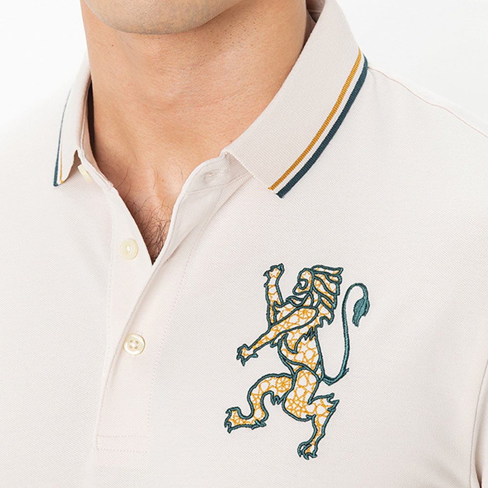 Men's 3D Lion Polo: Slim Fit, Bold Embroidery, Premium Pique - Giordano