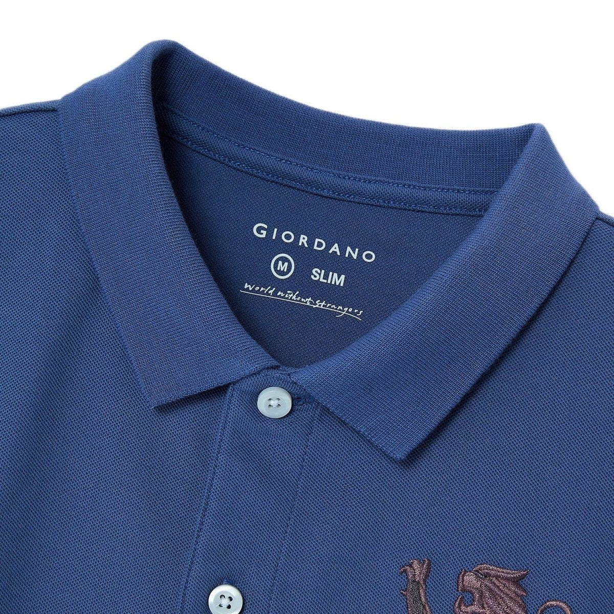 Men's 3D Lion Polo: Slim Fit, Bold Embroidery, Premium Pique - Giordano