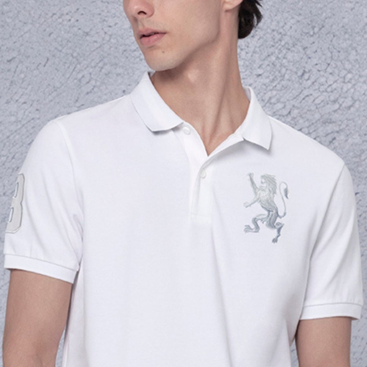Men's 3D Lion Polo: Slim Fit, Bold Embroidery, Premium Pique S - Shop Giordano