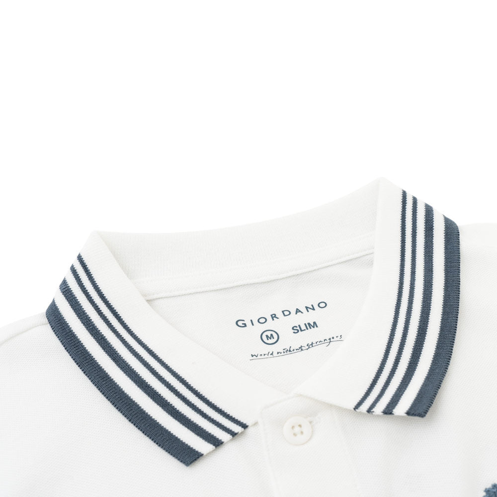 Men's 3D Lion Polo: Slim Fit, Bold Embroidery, Premium Pique - Giordano