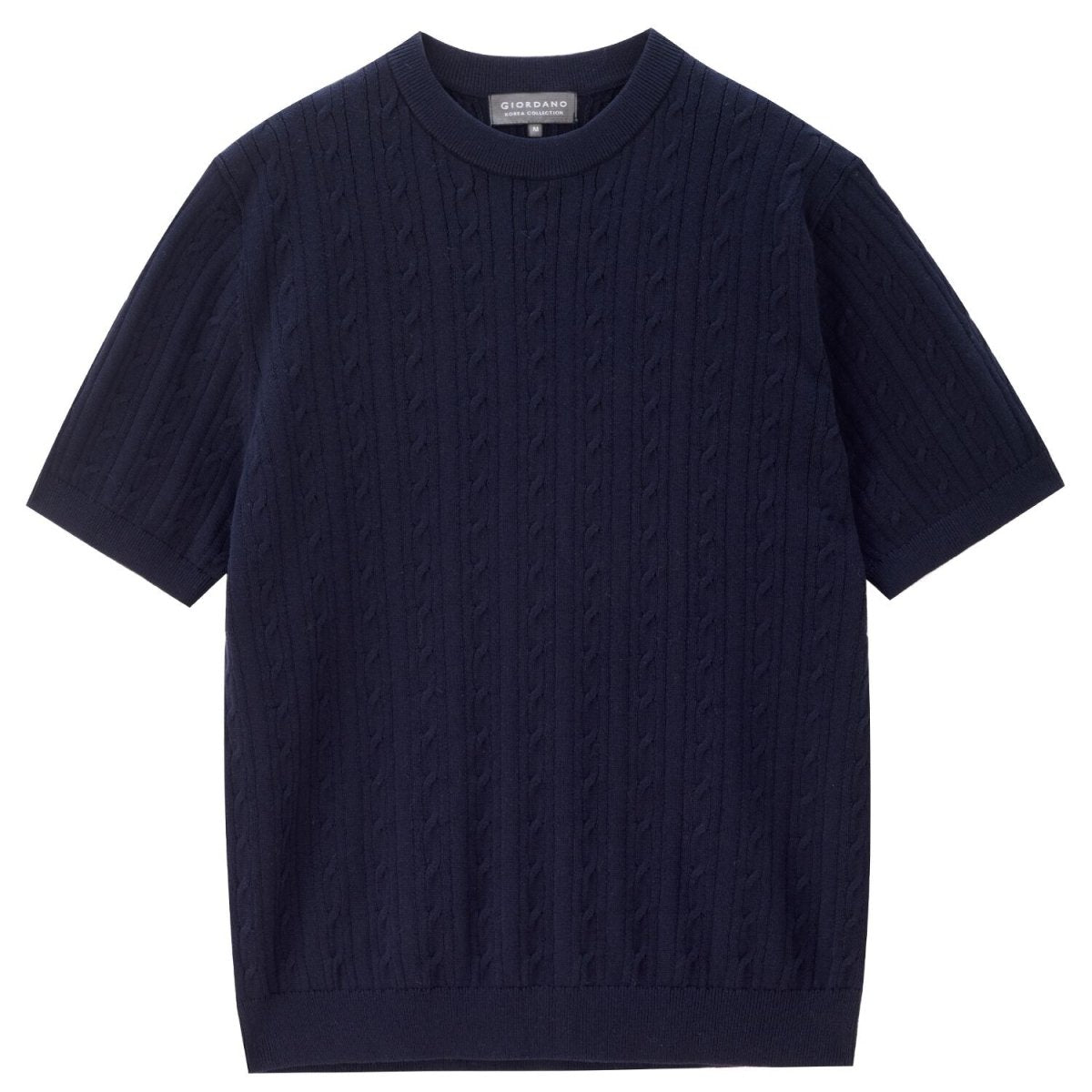 Men’S Cable Knit Cotton - Polyester Short Sleeve Polo | Korea Collection - Giordano