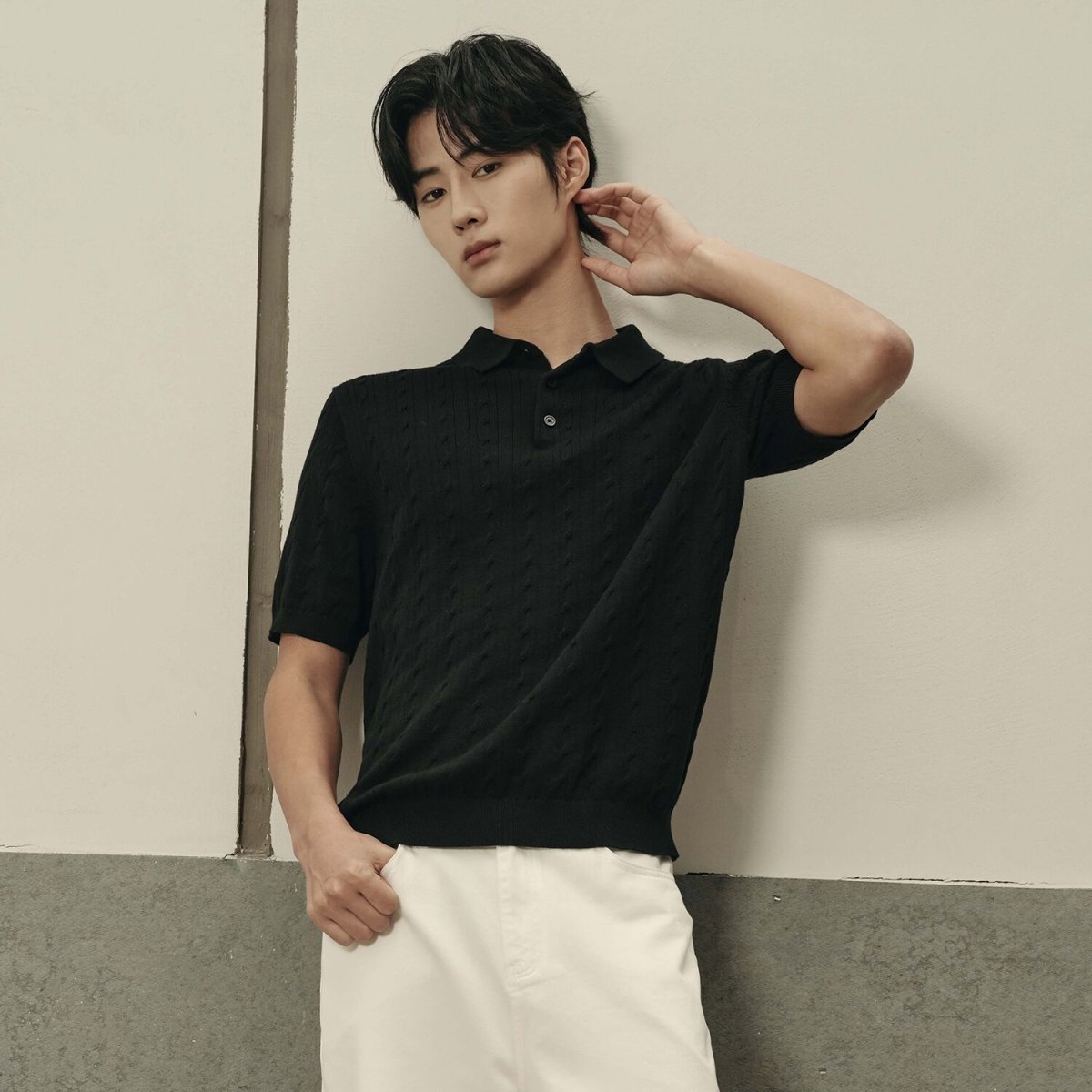 Men’S Cable Knit Polo Pullover | Korea Collection - Giordano