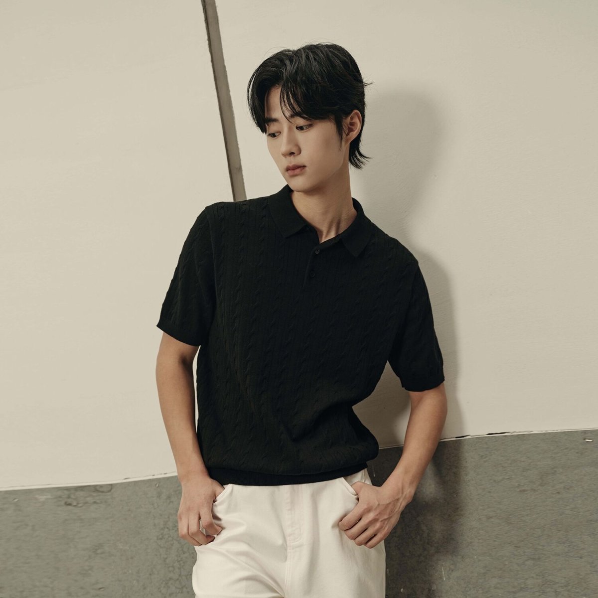 Men’S Cable Knit Polo Pullover | Korea Collection - Giordano