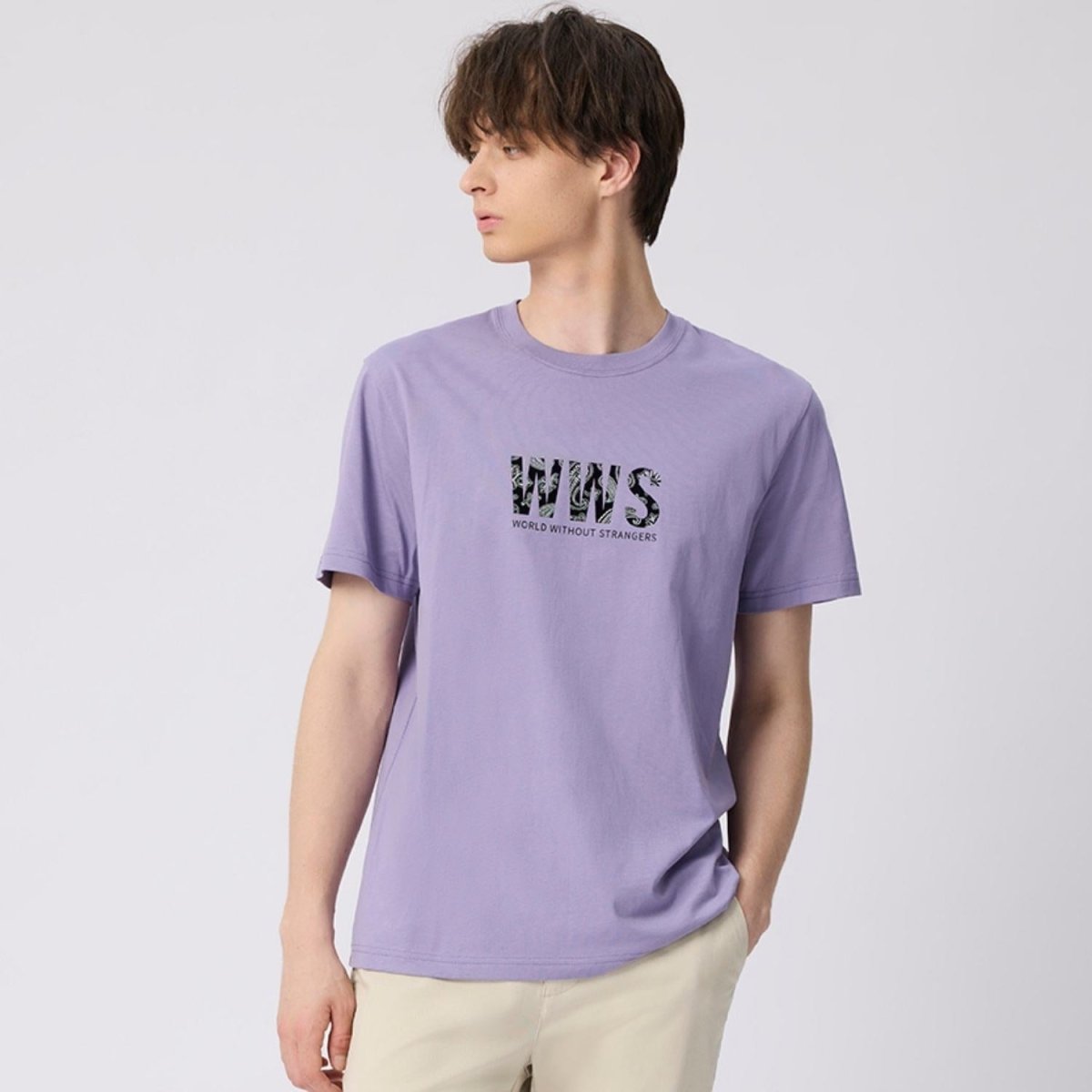 Men's Cotton Jersey Crewneck Short Sleeve Slim Fit Wws Print Tee - Giordano