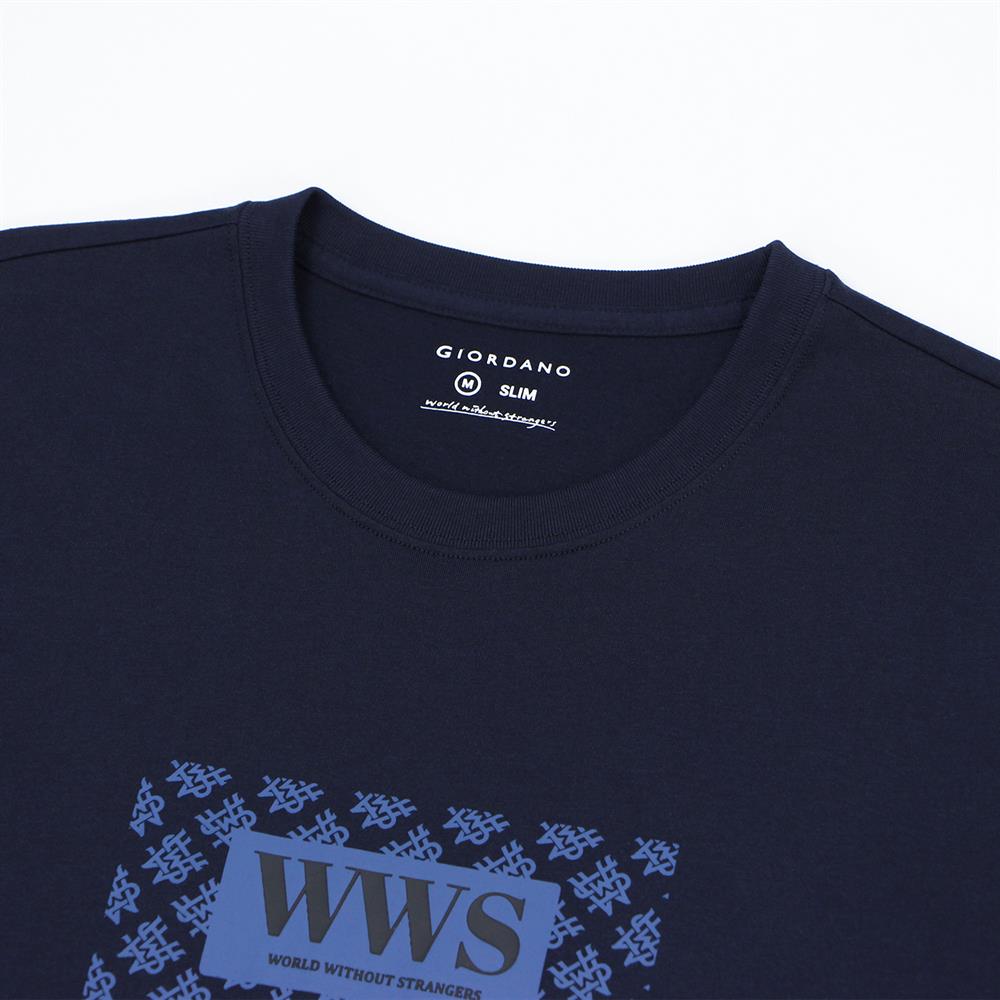 Men's Cotton Jersey Crewneck Short Sleeve Slim Fit Wws Print Tee - Giordano