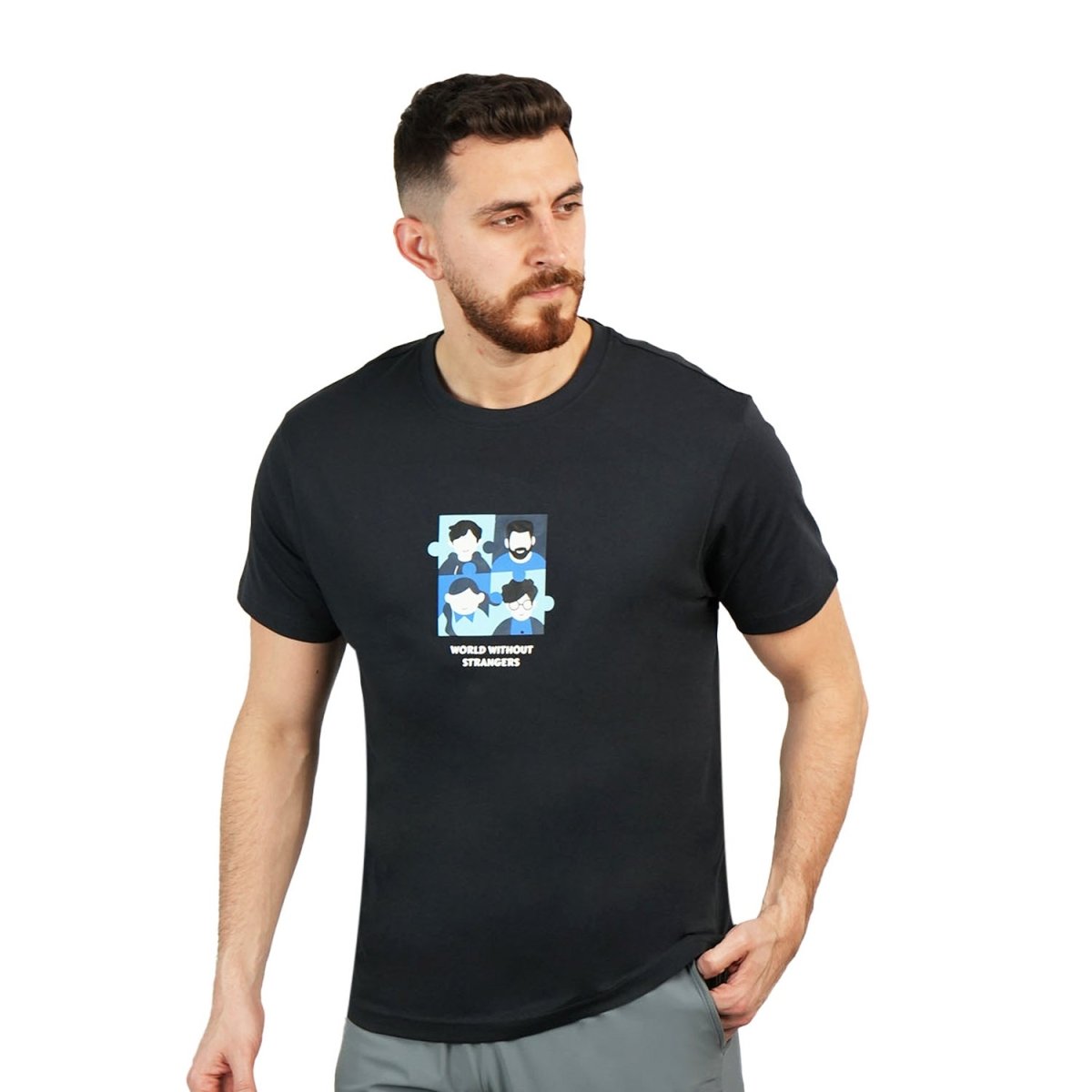 Men's Cotton Jersey Crewneck Short Sleeve Slim Fit Wws Print Tee S - Shop Giordano