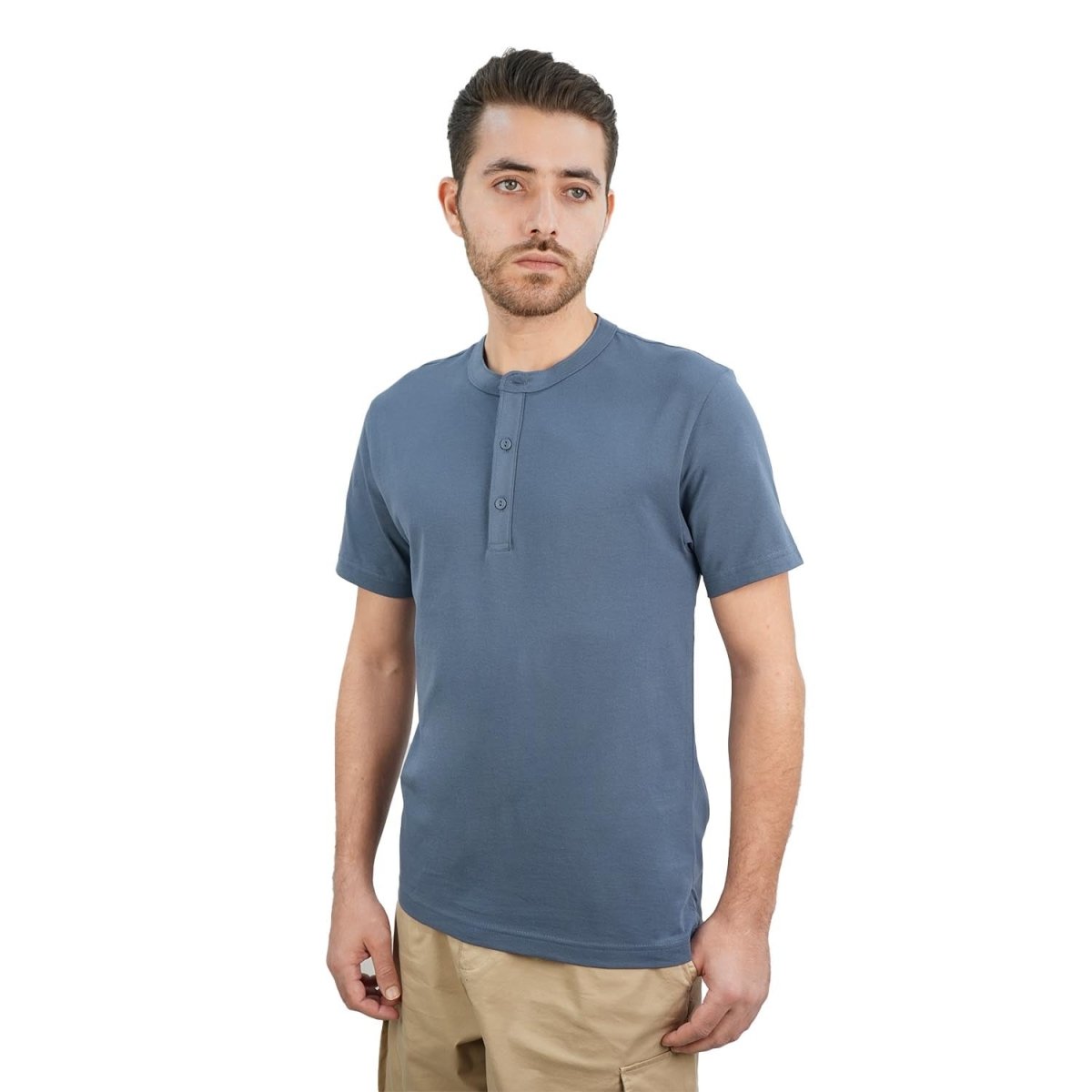 Men's Cotton Jersey Slim Fit Henley Tee S - Shop Giordano