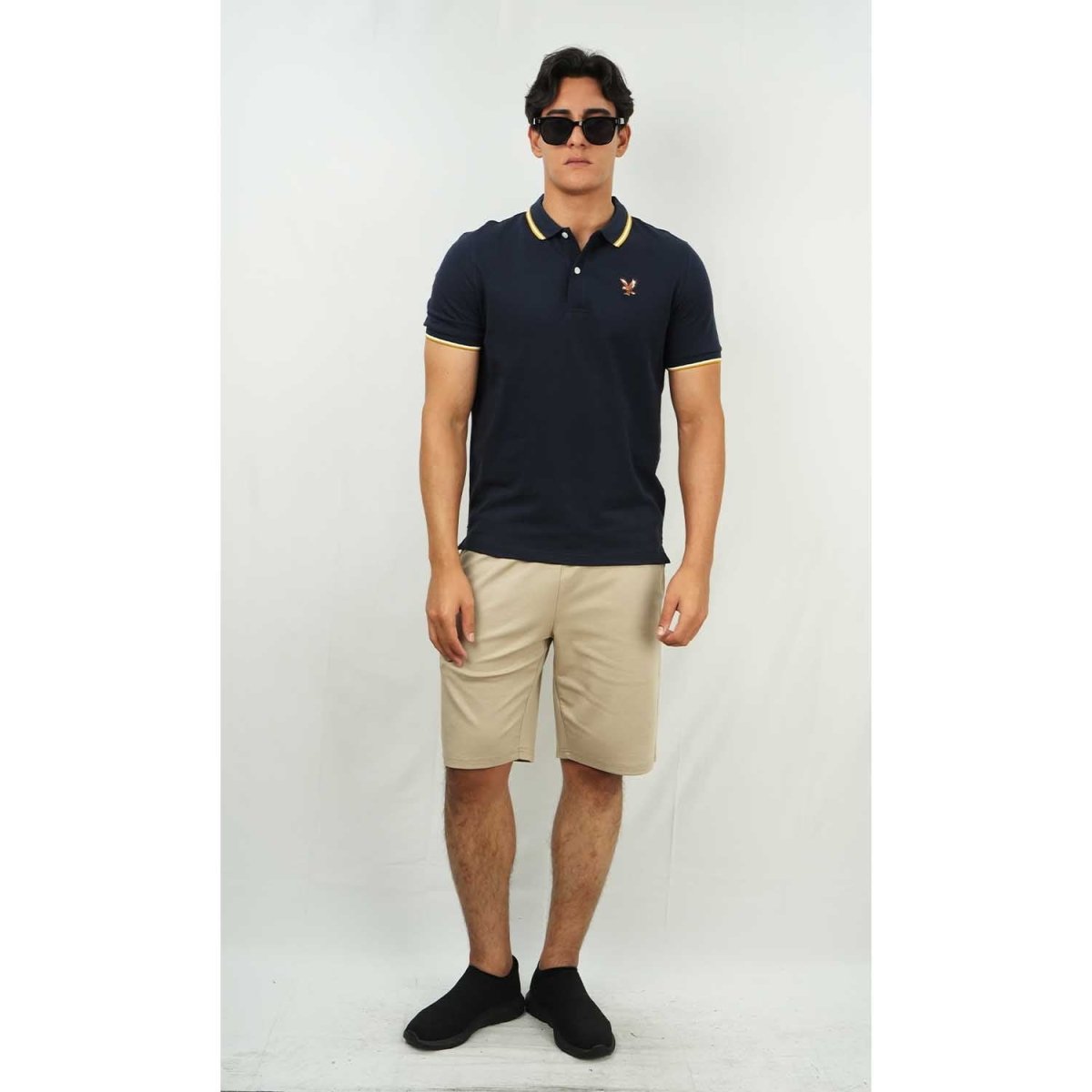 Men's Cotton Lycra Pique Polo - Slim Fit, Eagle Embroidery - Giordano
