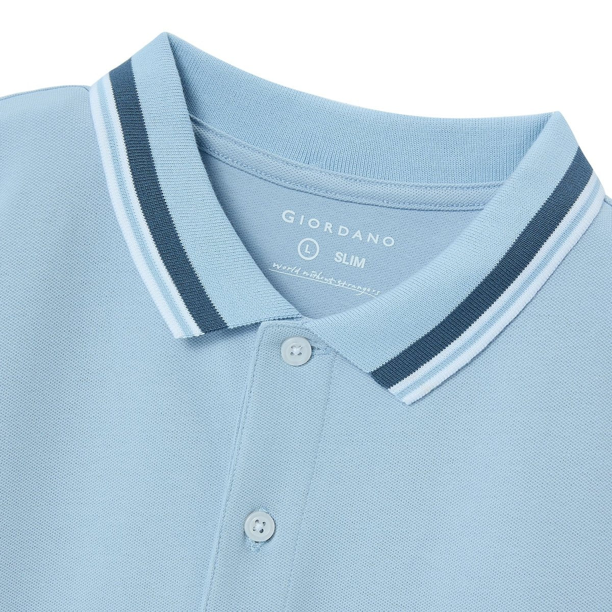 Men's Cotton Lycra Pique Polo - Slim Fit, Eagle Embroidery - Giordano
