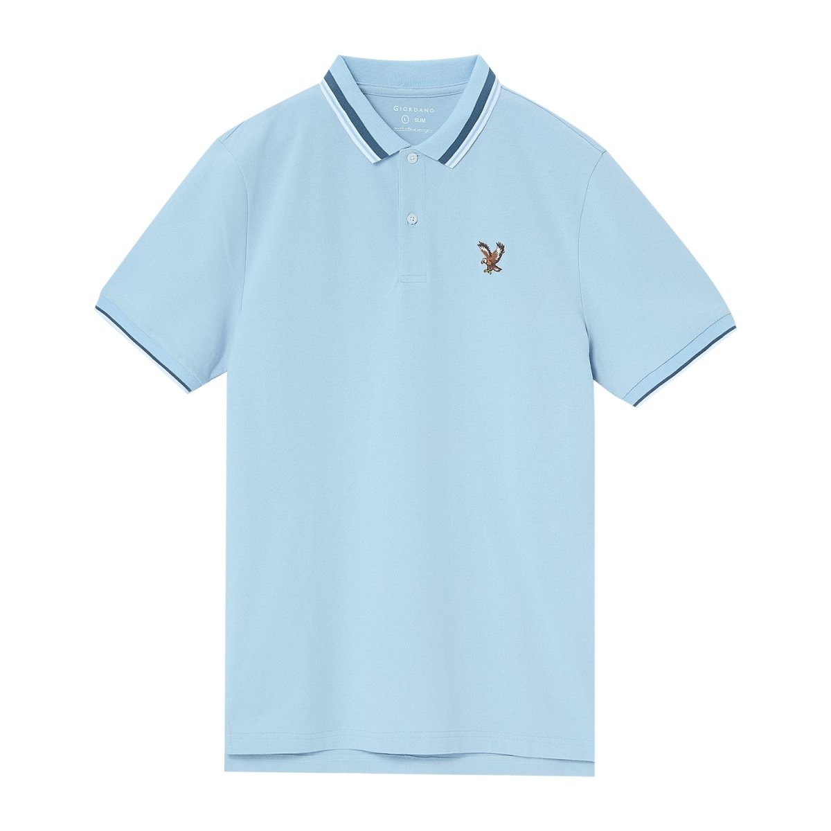 Men's Cotton Lycra Pique Polo - Slim Fit, Eagle Embroidery S - Shop Giordano