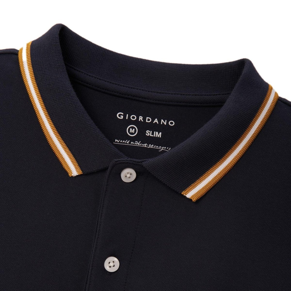 Men's Cotton Lycra Pique Polo - Slim Fit, Eagle Embroidery - Giordano