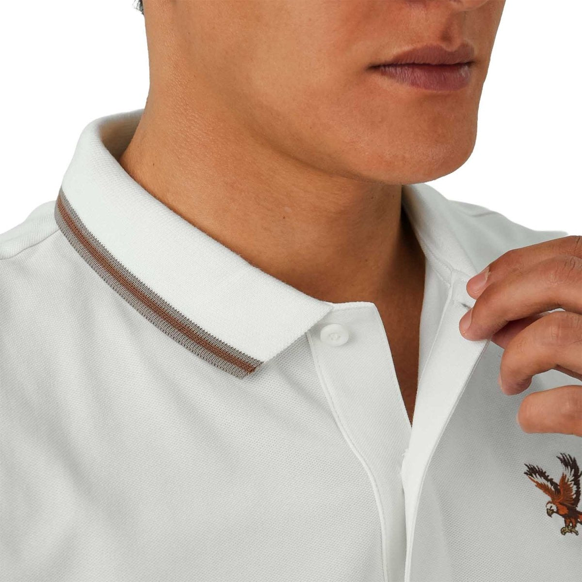 Men's Cotton Lycra Pique Polo - Slim Fit, Eagle Embroidery - Giordano