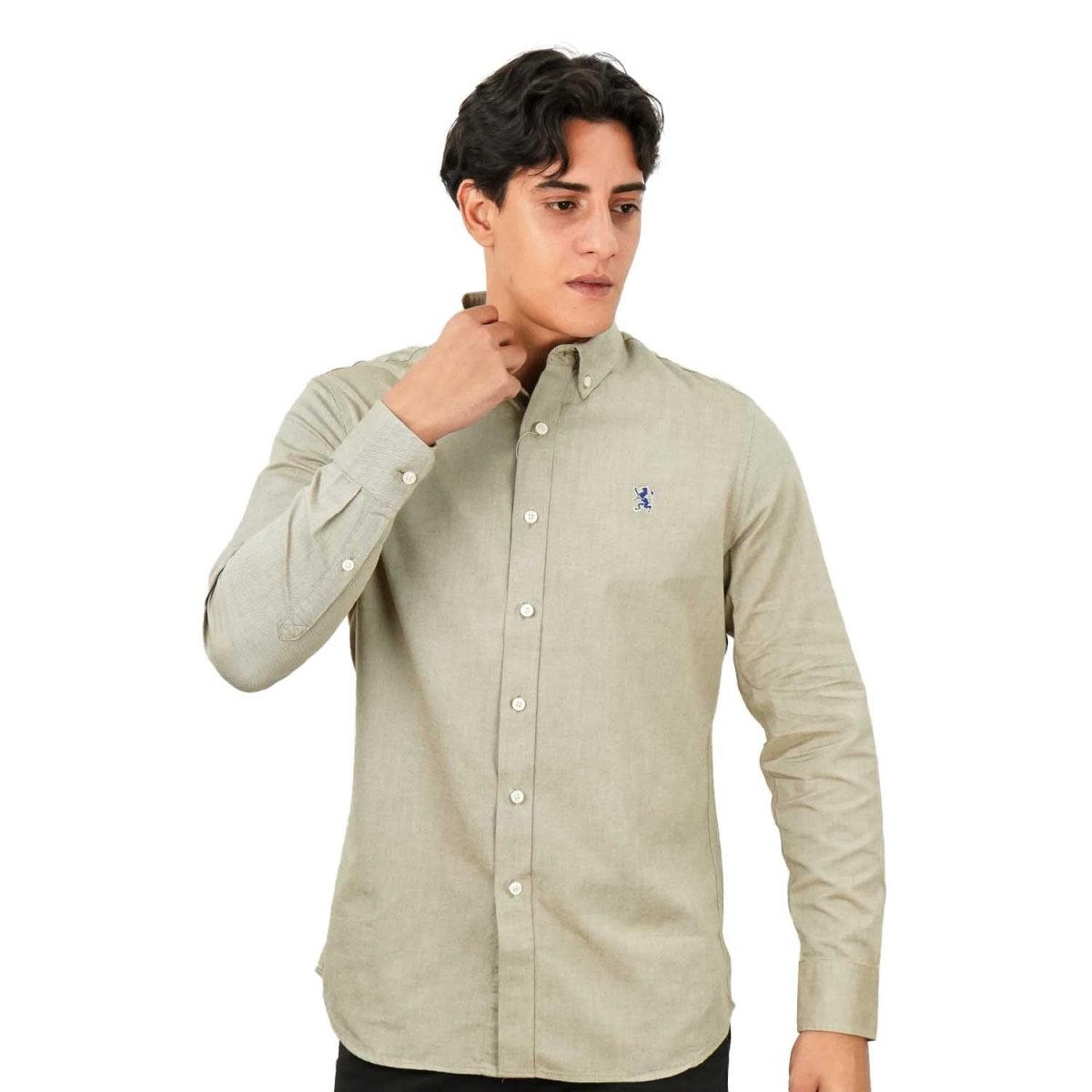 Men's Cotton Oxford Full Opening Long Sleeve Slim Fit Shirt - Giordano