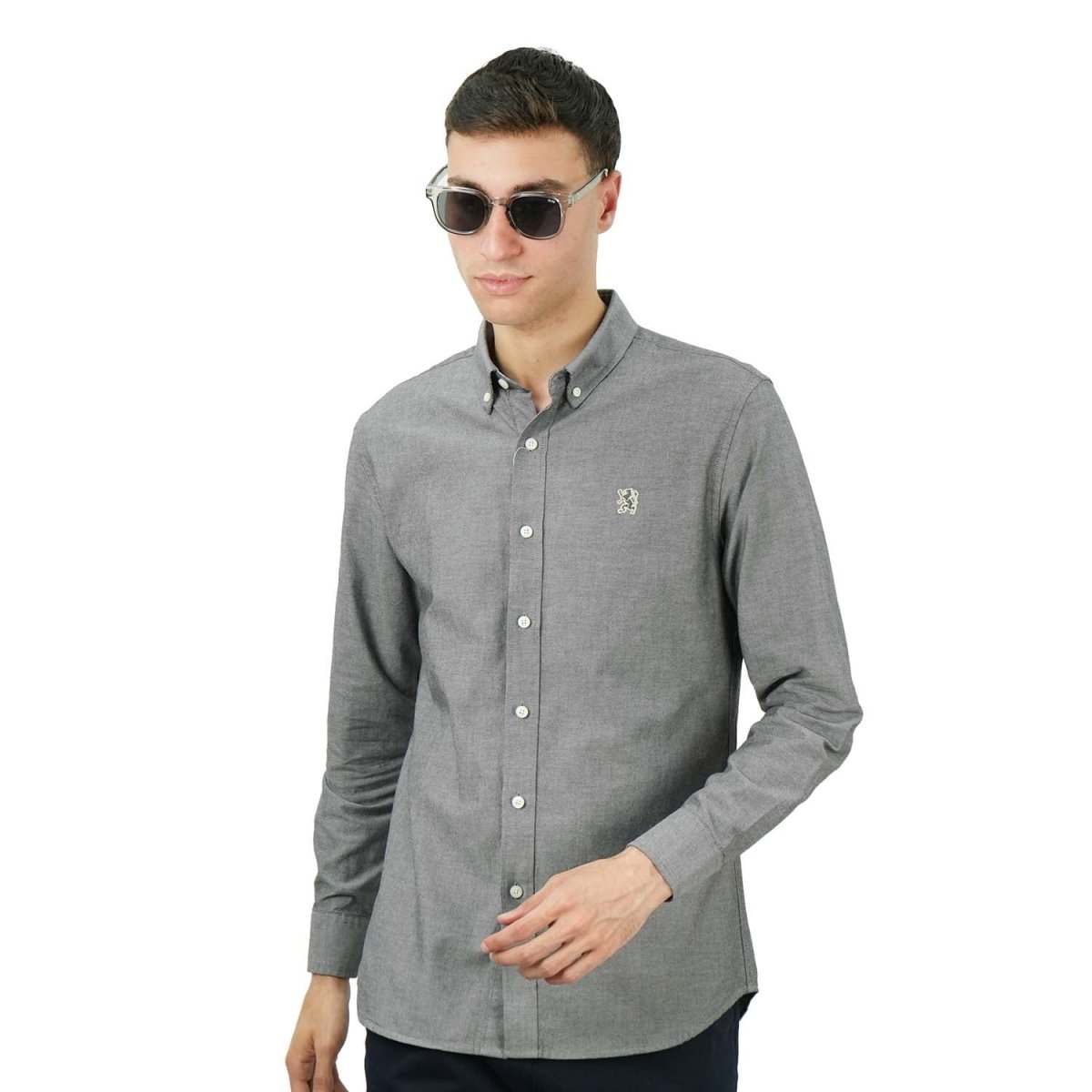 Men's Cotton Oxford Full Opening Long Sleeve Slim Fit Shirt - Giordano