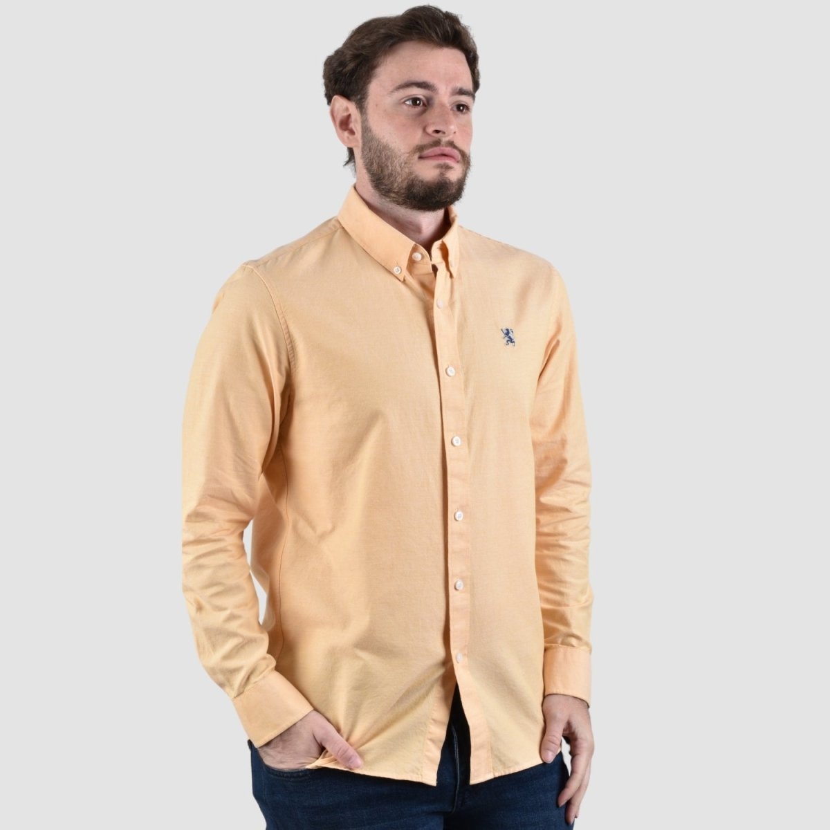 Men's Cotton Oxford Full Opening Long Sleeve Slim Fit Shirt - Giordano