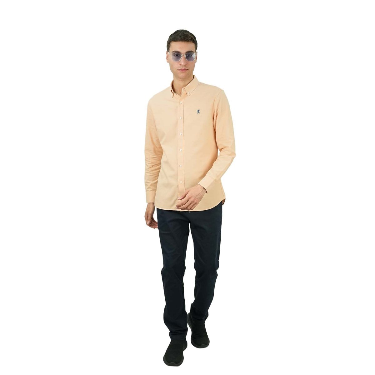 Men's Cotton Oxford Full Opening Long Sleeve Slim Fit Shirt - Giordano