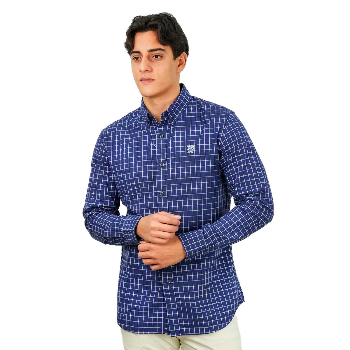 Men's Cotton Oxford Full Opening Long Sleeve Slim Fit Shirt - Giordano
