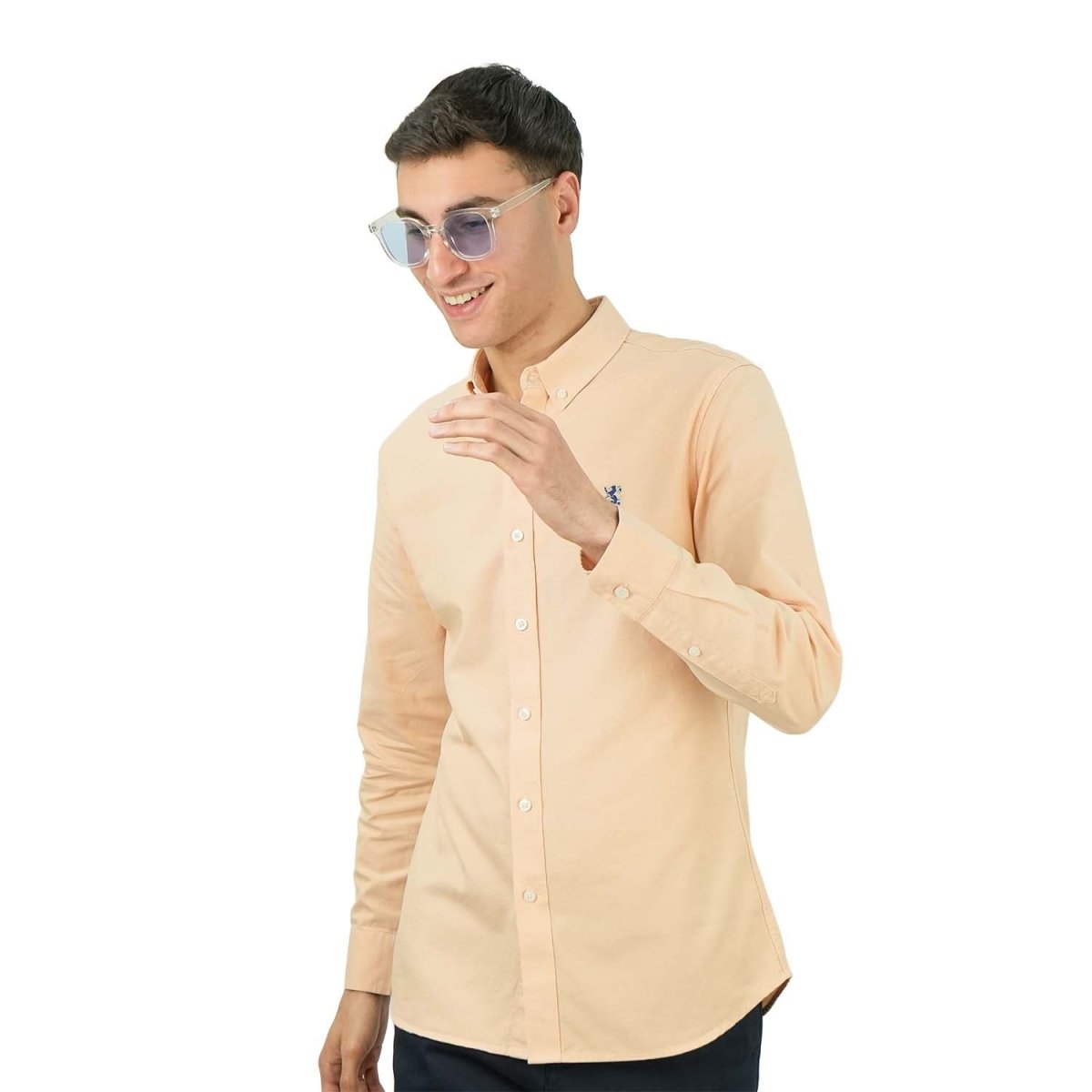 Men's Cotton Oxford Full Opening Long Sleeve Slim Fit Shirt - Giordano