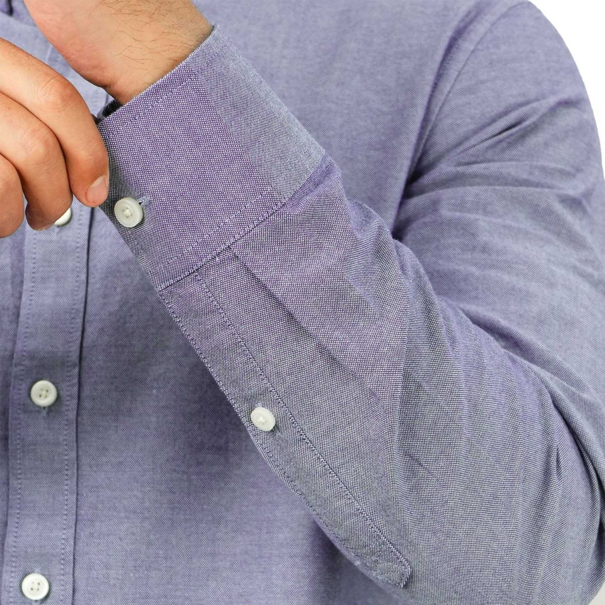 Men's Cotton Oxford Shirt - Small Lion Embroidery, Slim Fit, Full Button - Giordano