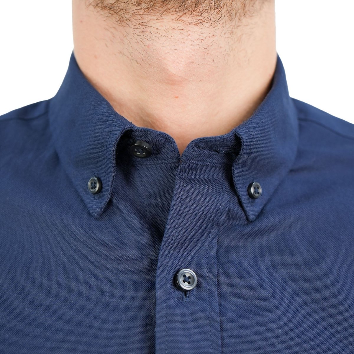 Men's Cotton Oxford Shirt - Small Lion Embroidery, Slim Fit, Full Button - Giordano