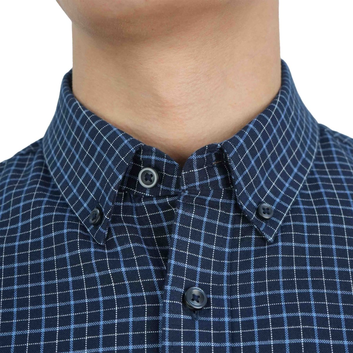 Men's Cotton Oxford Shirt - Small Lion Embroidery, Slim Fit, Full Button - Giordano