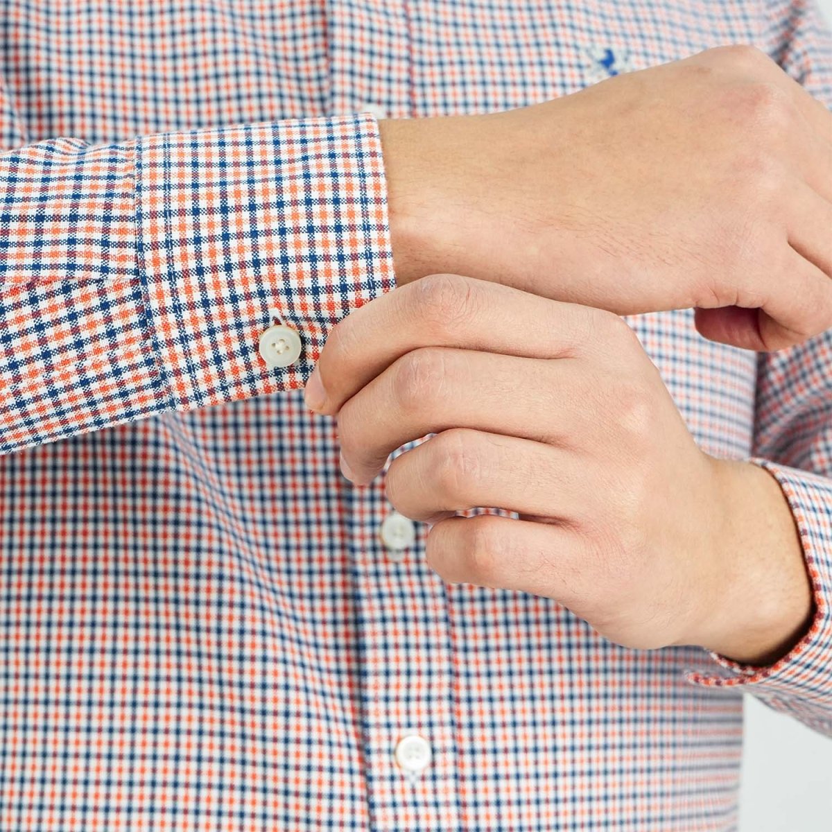 Men's Cotton Oxford Shirt - Small Lion Embroidery, Slim Fit, Full Button - Giordano
