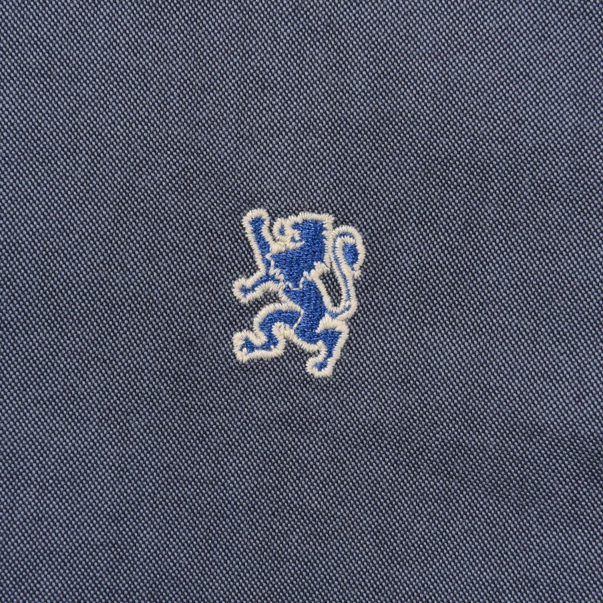 Men's Cotton Oxford Shirt - Small Lion Embroidery, Slim Fit, Full Button - Giordano