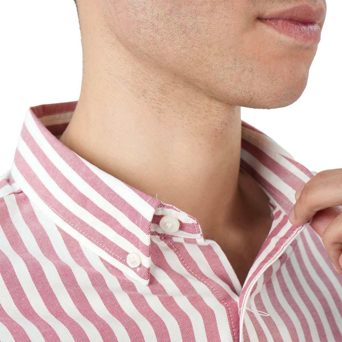 Men's Cotton Oxford Shirt - Small Lion Embroidery, Slim Fit, Full Button - Giordano