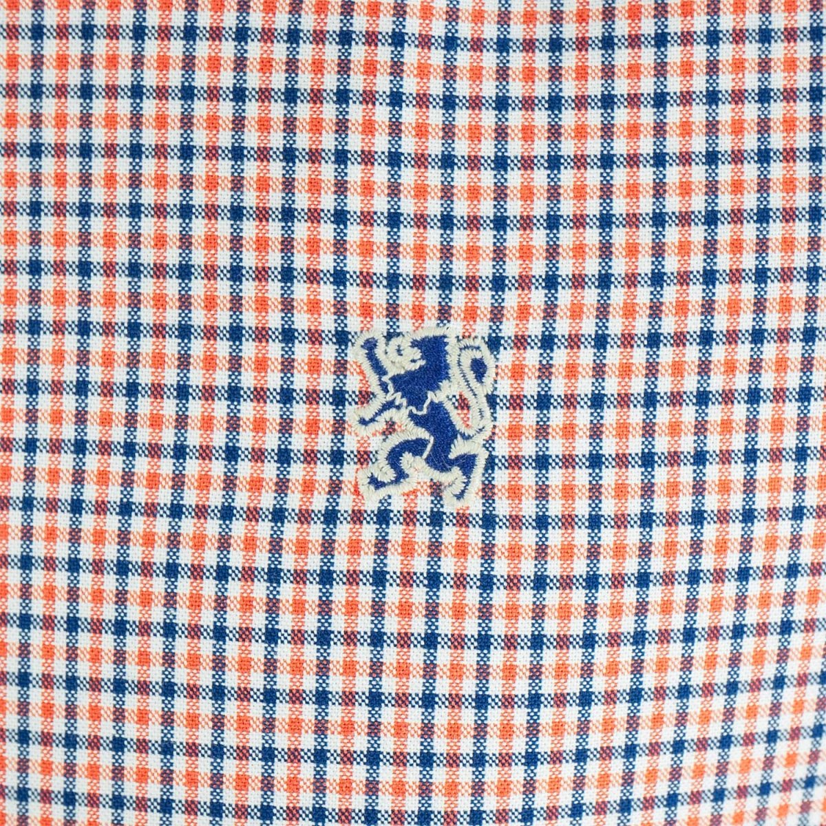 Men's Cotton Oxford Shirt - Small Lion Embroidery, Slim Fit, Full Button - Giordano