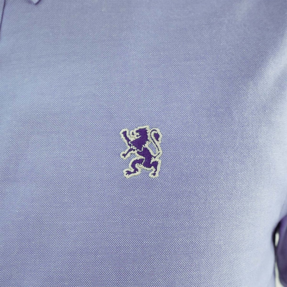 Men's Cotton Oxford Shirt - Small Lion Embroidery, Slim Fit, Full Button - Giordano