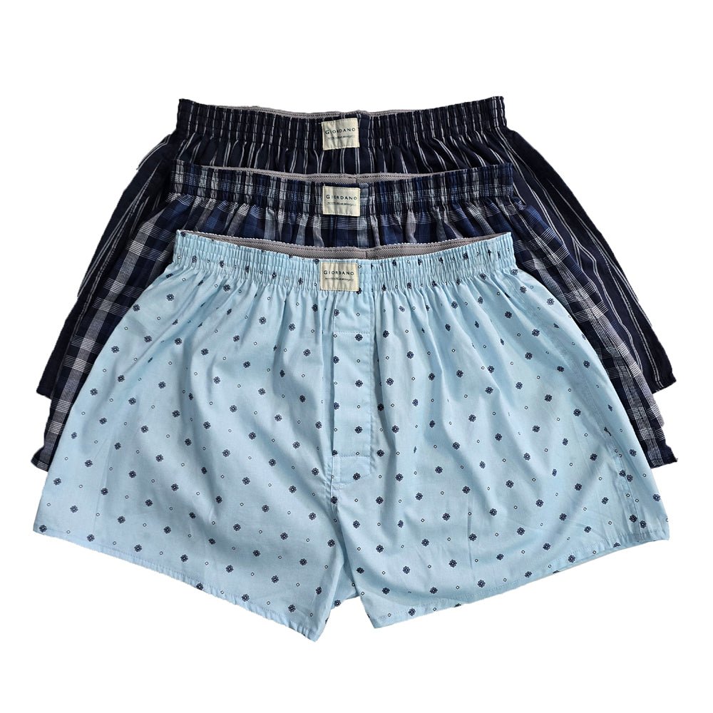 Men's Cotton Poplin Regular Fit Boxers 3Pcs Pack - Giordano