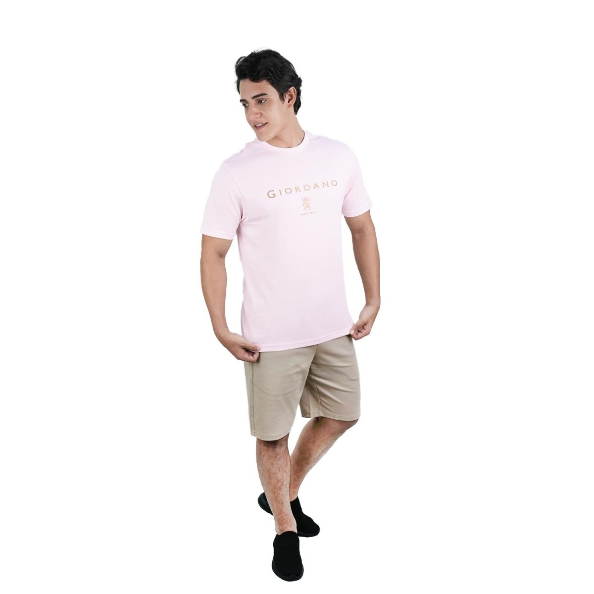 Men's Cotton Signature Print Slim Fit Tee - Giordano
