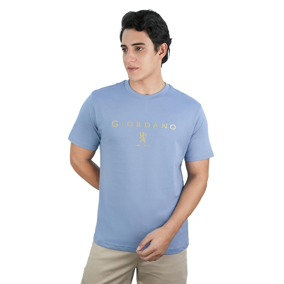 Men's Cotton Signature Print Slim Fit Tee - Giordano