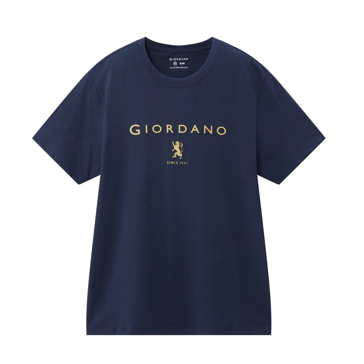 Men's Cotton Signature Print Slim Fit Tee S - Shop Giordano