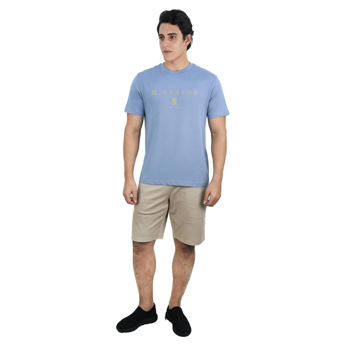 Men's Cotton Signature Print Slim Fit Tee - Giordano