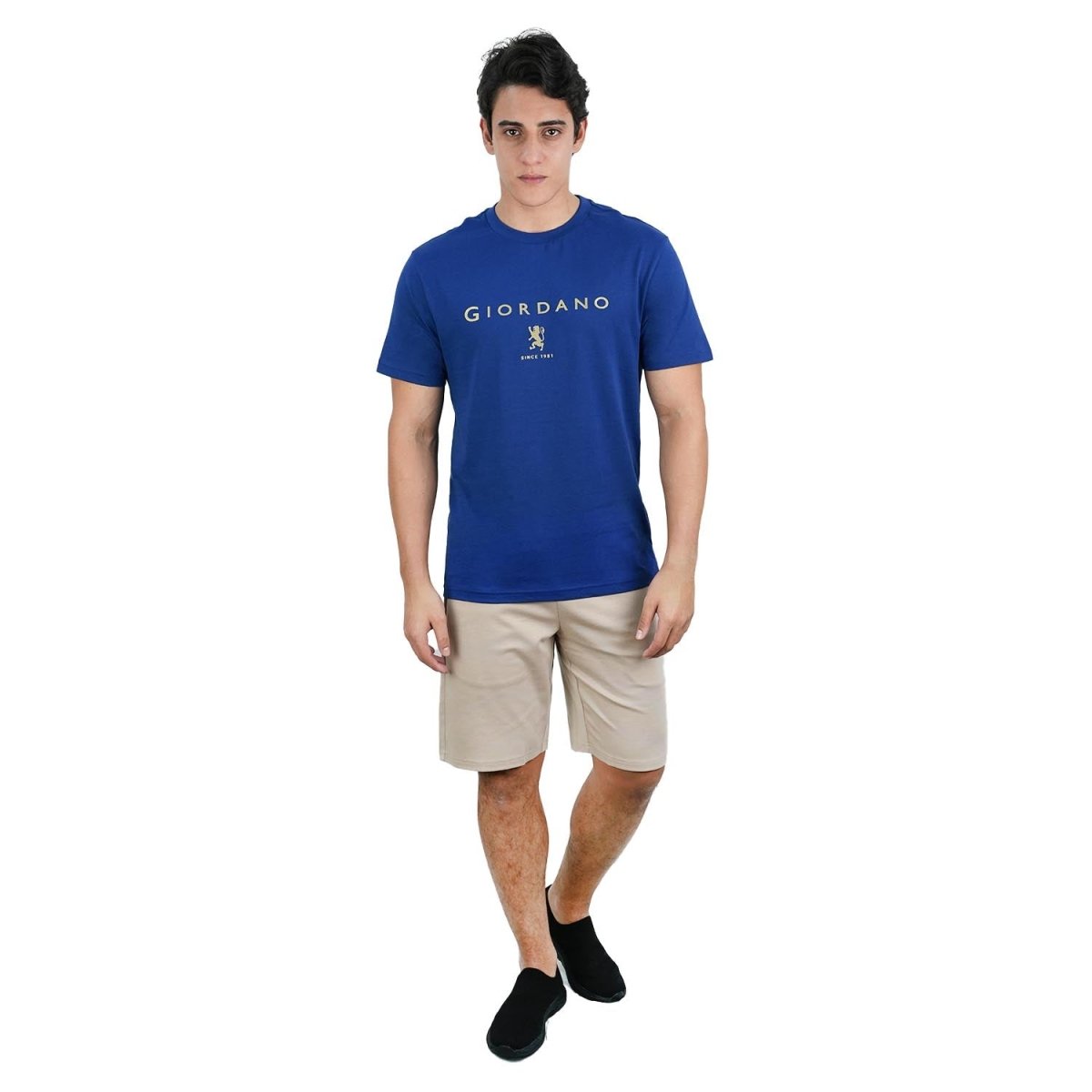 Men's Cotton Signature Print Slim Fit Tee - Giordano