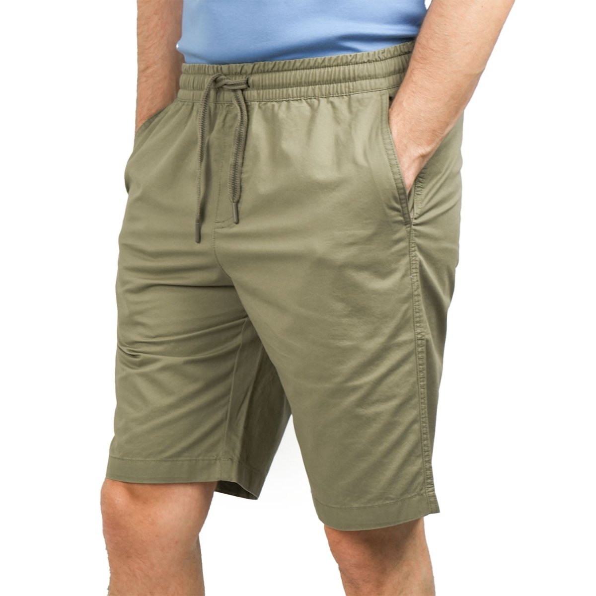 Men's Cotton Twill Bermuda Shorts: Slim Fit, Elastic Waist, Ultimate Comfort - Giordano