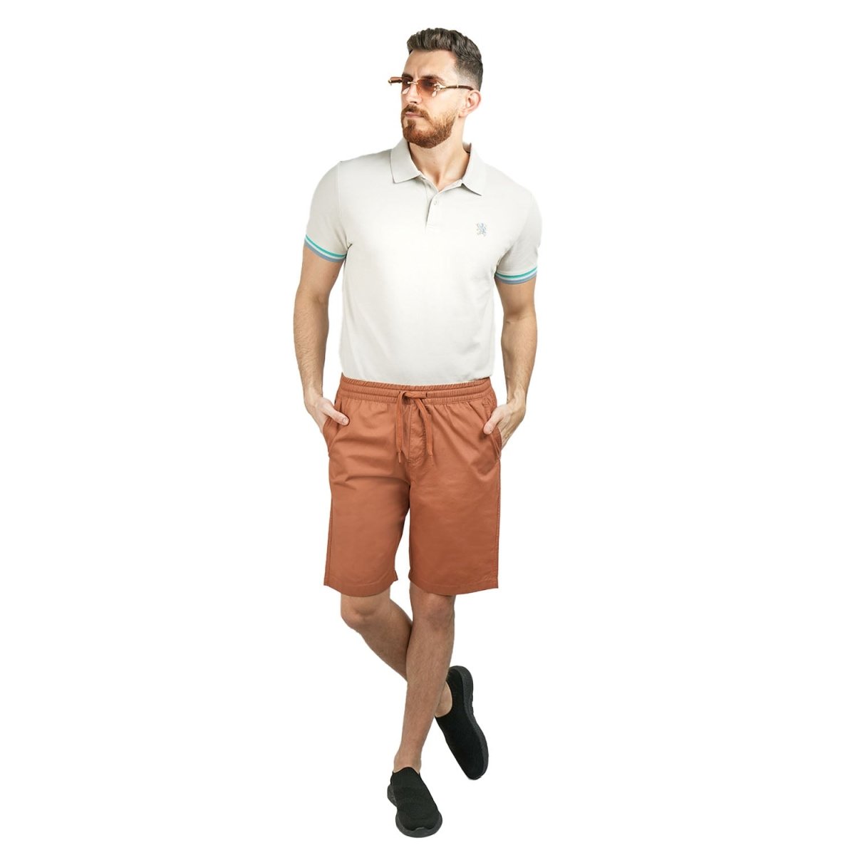 Men's Cotton Twill Bermuda Shorts: Slim Fit, Elastic Waist, Ultimate Comfort - Giordano