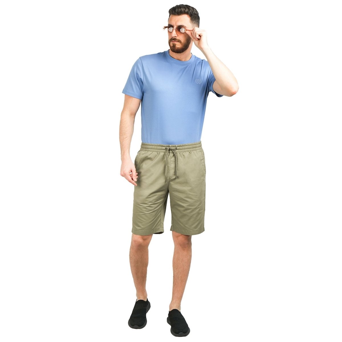 Men's Cotton Twill Bermuda Shorts: Slim Fit, Elastic Waist, Ultimate Comfort - Giordano
