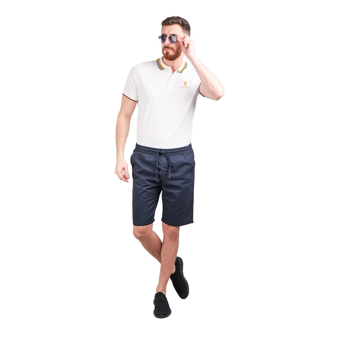 Men's Cotton Twill Bermuda Shorts: Slim Fit, Elastic Waist, Ultimate Comfort - Giordano