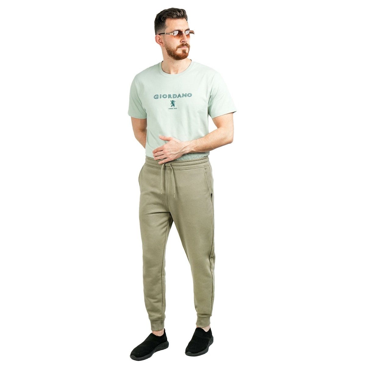 Men's French Terry Jogger Pants - Slim Fit, Elastic Waist, Comfortable & Stylish - Giordano