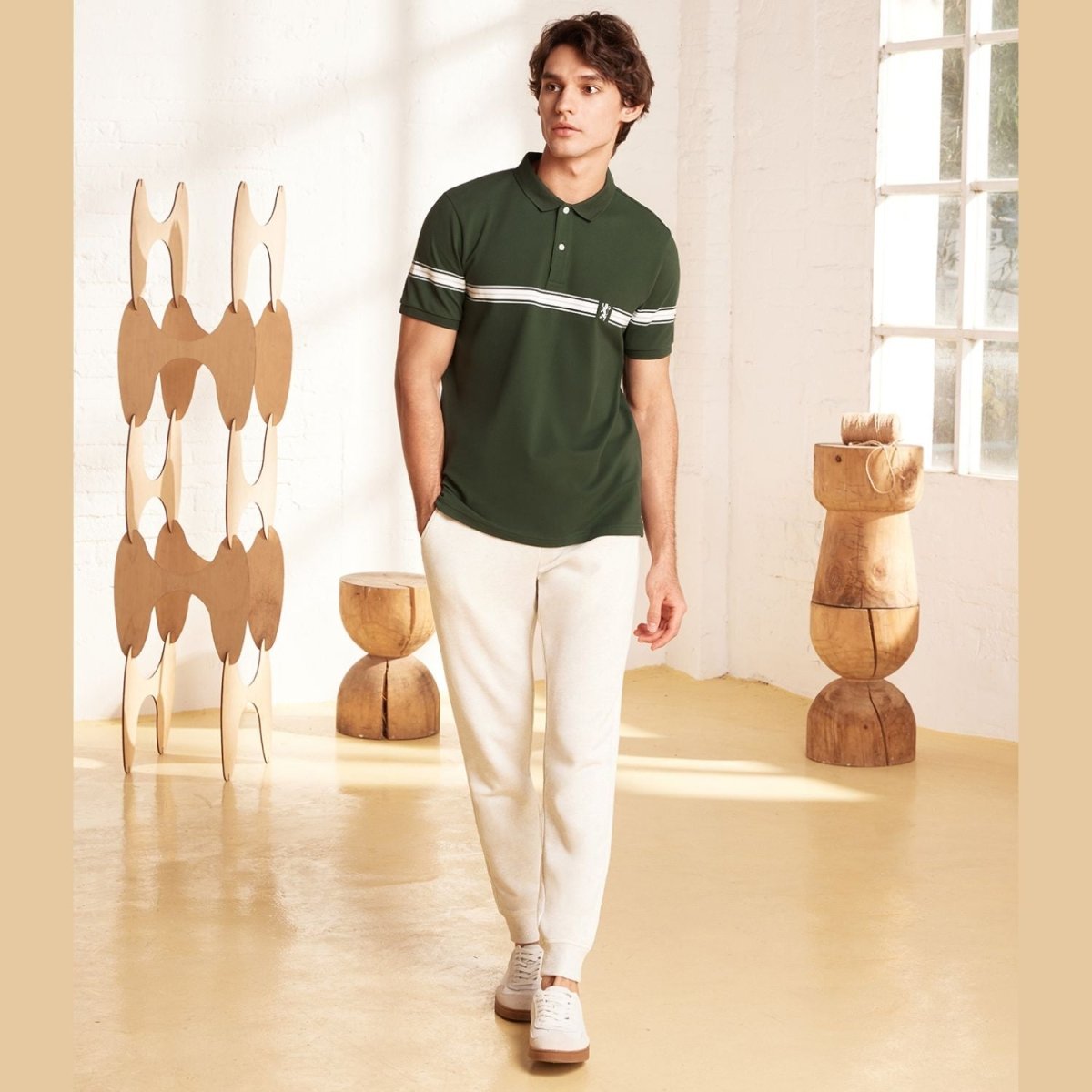 Men's French Terry Jogger Pants - Slim Fit, Elastic Waist, Comfortable & Stylish - Giordano
