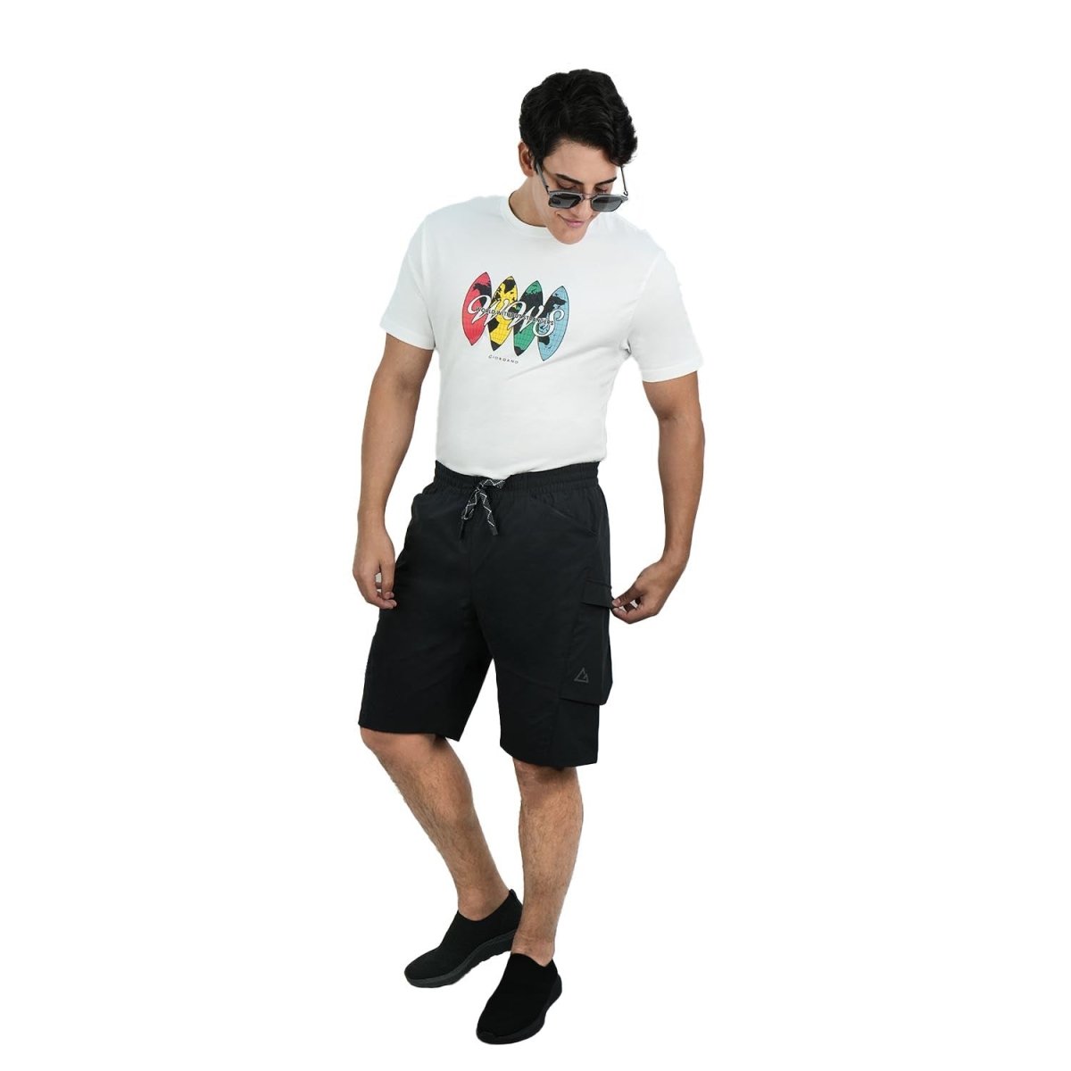 Men’S G - Motion Mid - Rise Relaxed Fit Nylon - Spandex Performance Shorts - Giordano