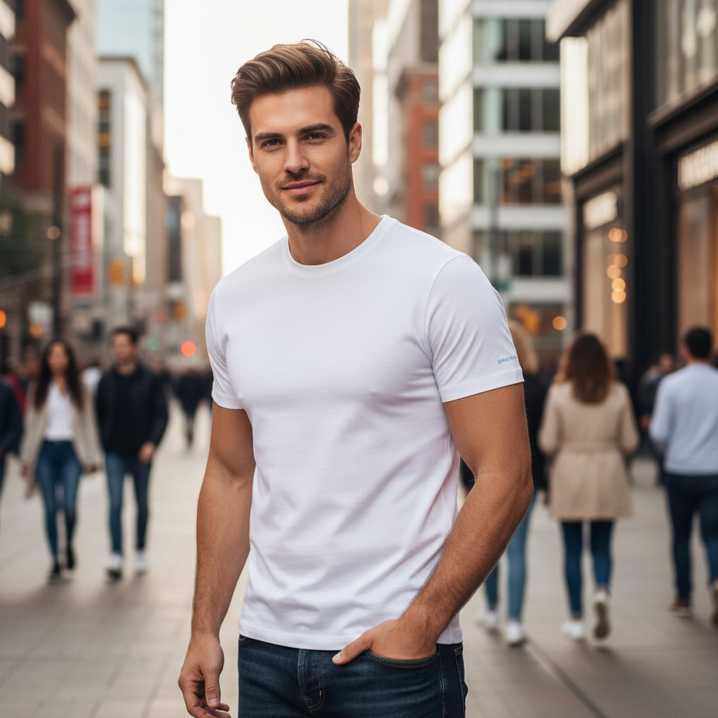 Men's Giordano Cotton Crewneck Slim Fit Tee Short Sleeve