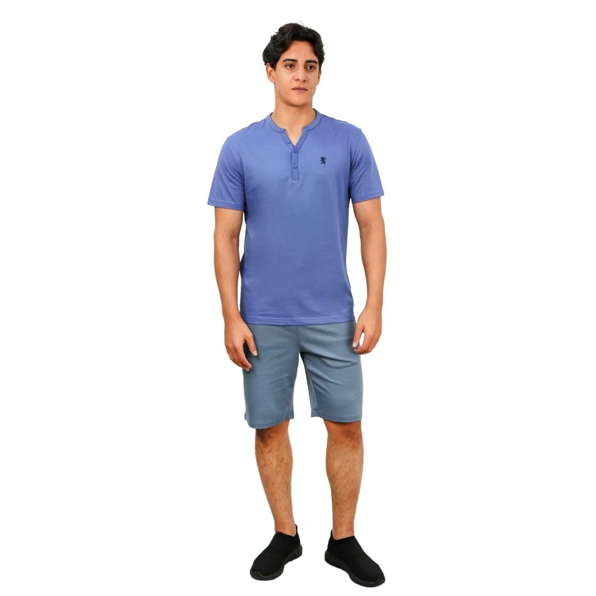 Men's Henley Tee With Lion Embroidery - Giordano