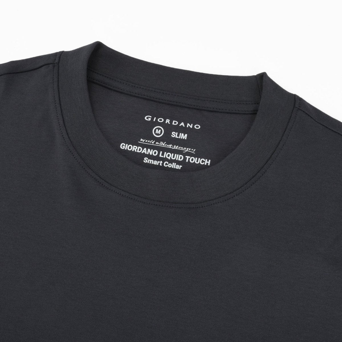 Men’S Interlock Crew Neck Long Sleeve Slim Fit Embroidery Liquid Touch Smart Collar Tees - Giordano