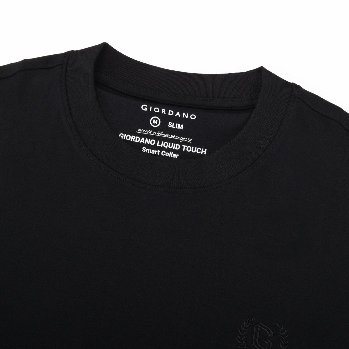 Men’S Interlock Crew Neck Long Sleeve Slim Fit Embroidery Liquid Touch Smart Collar Tees - Giordano