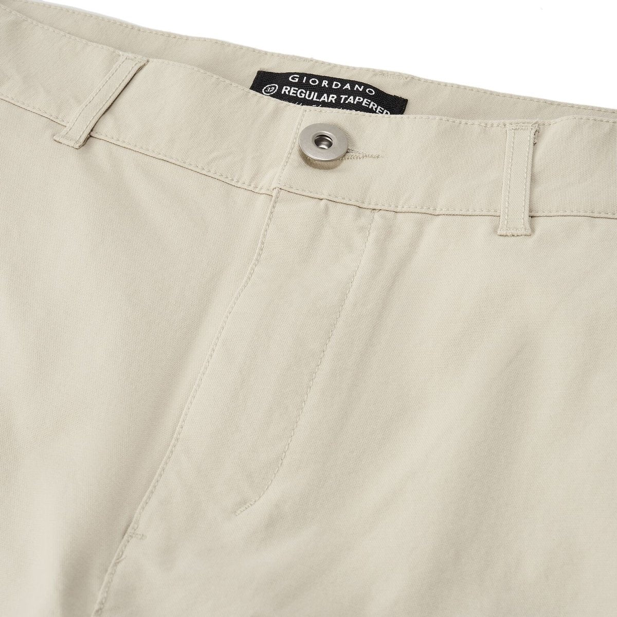 Men's Khaki Pants: Regular Tapered Fit, Cotton Blend - Giordano