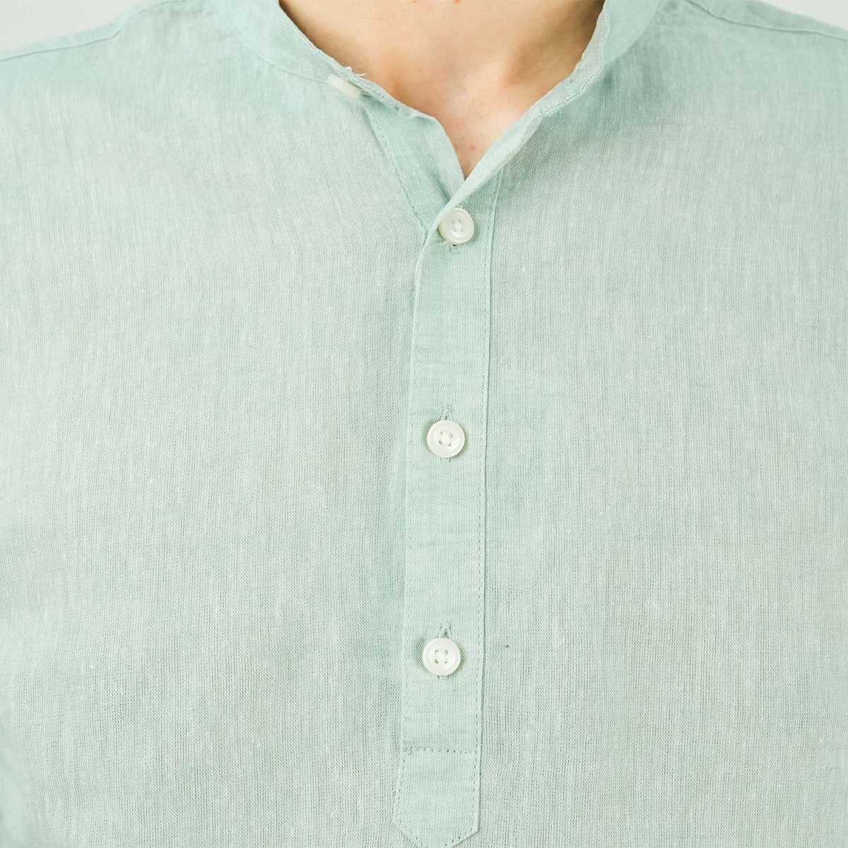 Men's Linen Cotton Poplin Shirt | Slim Fit, Band Collar - Giordano