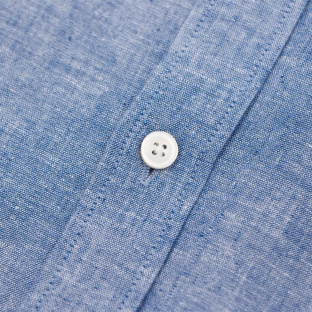 Men's Linen Poplin Blend Stand Collar Shirt - Giordano